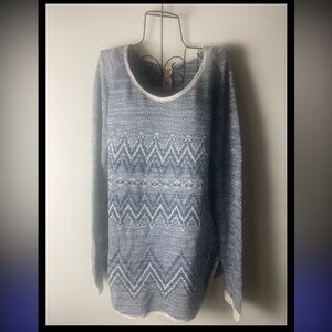 Faded Glory Blue and White Crewneck Sweater